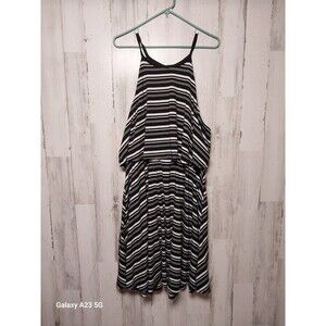 Torrid BLACK & WHITE STRIPED JERSEY TWOFER TANK DRESS ~Size 1X